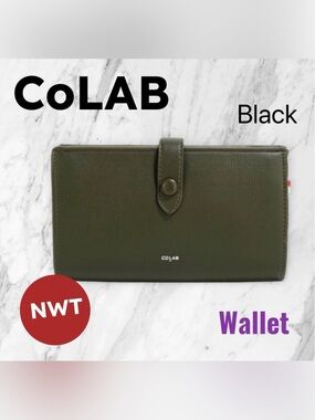🇨🇦♻️🆕NWT COLAB | Modern Black Vegan leather early bird nell everyday wallet